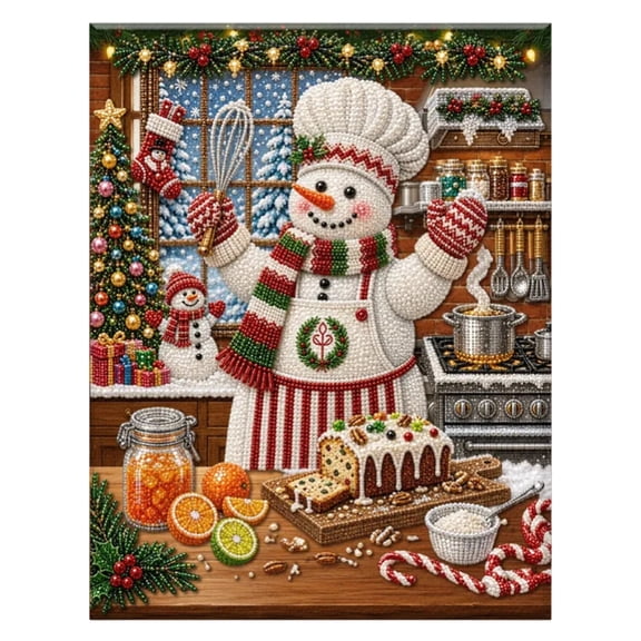 DIY Christmas Snowman Pearl Diamond Art Painting Kit, 3D Pearl-Effect Gem Art, All-in-One Easy Craft for Adult Beginner, Home Wall Decor & Holiday Indoor Activity Gift