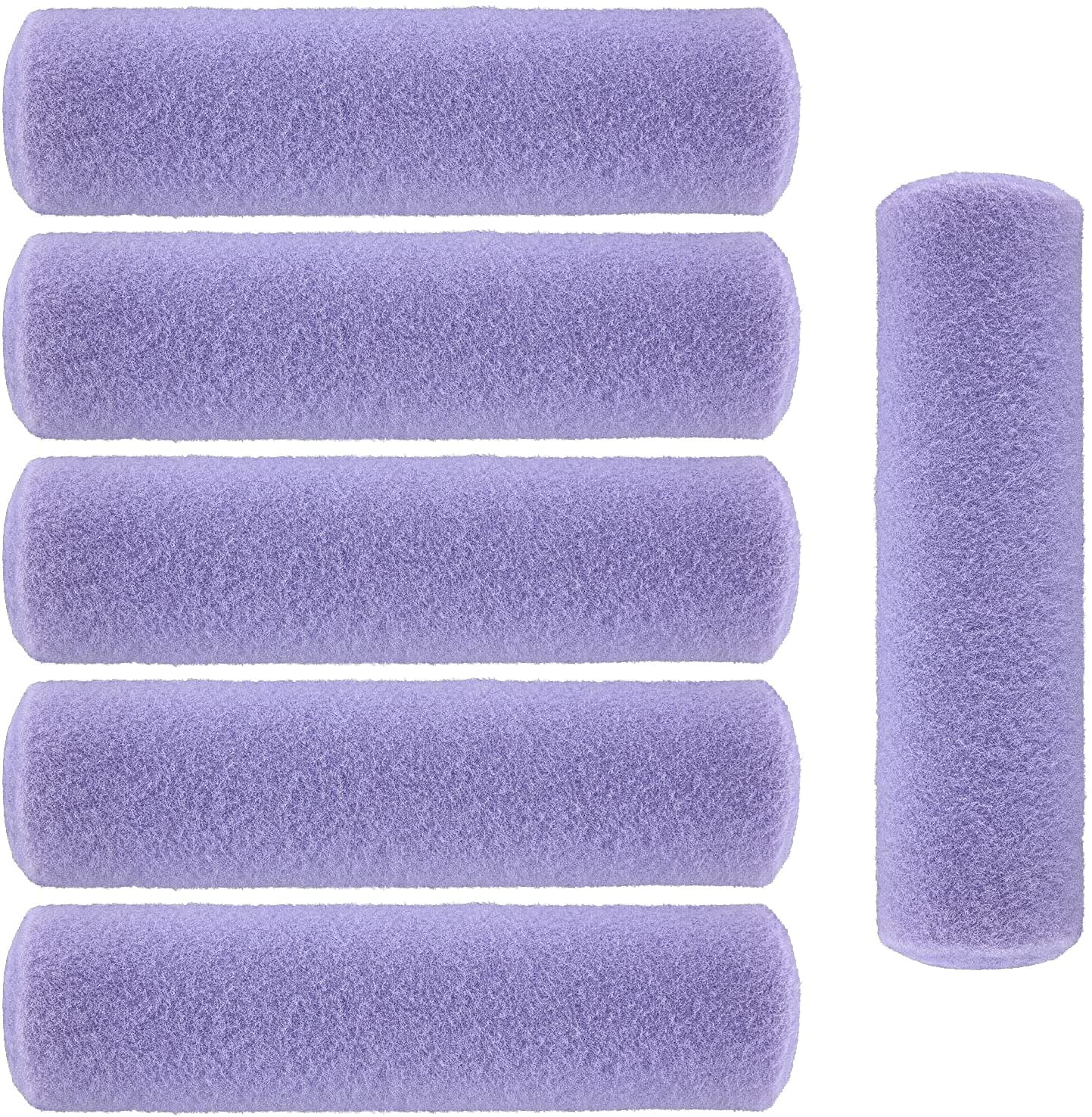 Set of 6 Premium Lint Free Synthetic 9-inch Paint Roller Covers 1/2" Nap Blue 