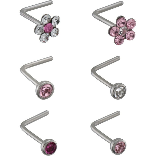 Body Jewelry Tomas Jewelry 22Gauge Lead Crystal "LShape" Nose Stud