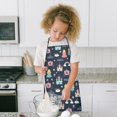 thumbnail image 4 of Dark Blue Princess Castle Pattern Kids Aprons for Girls and Boys,Adjustable Neck Strap Toddler Aprons for Kids Cooking Baking, 4 of 7