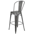 thumbnail image 4 of Home Square 30" Metal Slat Back Bar Stool in Distressed Silver Gray - Set of 3, 4 of 6