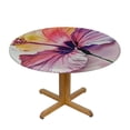 thumbnail image 3 of HAOXIT Flower Tablecloth, Hibiscus Flower in Pastel Abstract Colorful Romantic Petal Pattern Artwork Print, Round Table Cover for Dining Room Kitchen Decor, 3 of 8
