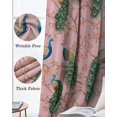 thumbnail image 3 of Peacock Feather Blackout Curtains for Bedroom Living Room Darkening Curtains 84 Inch Length 2 Panels Set Pink Vintage Botanical Branch Animals Window Curtain Window Treatment Grommet Drapes 52"x84", 3 of 9