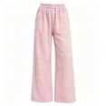 thumbnail image 3 of TEAJOPSUU Womens Casual Plaid Pants Wide Leg Elastic Waist Button Detail Trousers with Pockets Gingham Trendy Daily Wear Pink, 3 of 8