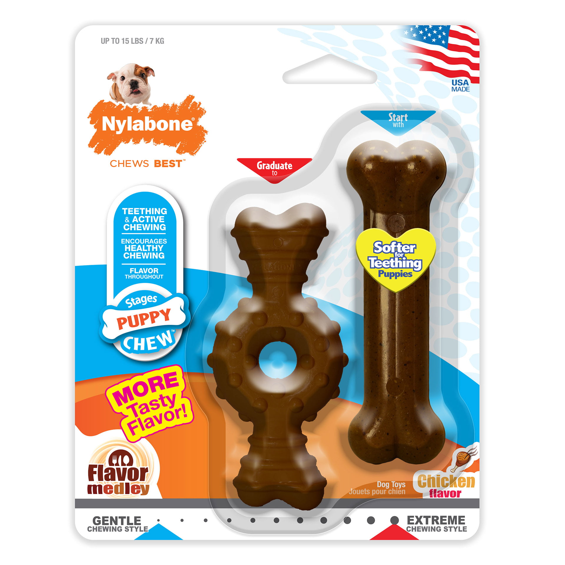 Nylabone Just for Puppies Teething Chew Ring Bone & Toy 2 count XSmall