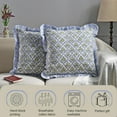 thumbnail image 4 of SUSIELADY Modern Farmhouse Pillow Covers Decorative Cotton Throw Pillow Covers Set of 2 18x18 Inch with Ruffle for Couch Sofa Bed Living Room Home Decor, Light Steel Blue, 4 of 7
