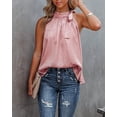 thumbnail image 6 of BTFBM Women Sleeveless Tie Mock Neck Spring Summer Tops Loose Casual Side Bow Satin Halter Tank Top Blouses Shirts Clothes, 6 of 6