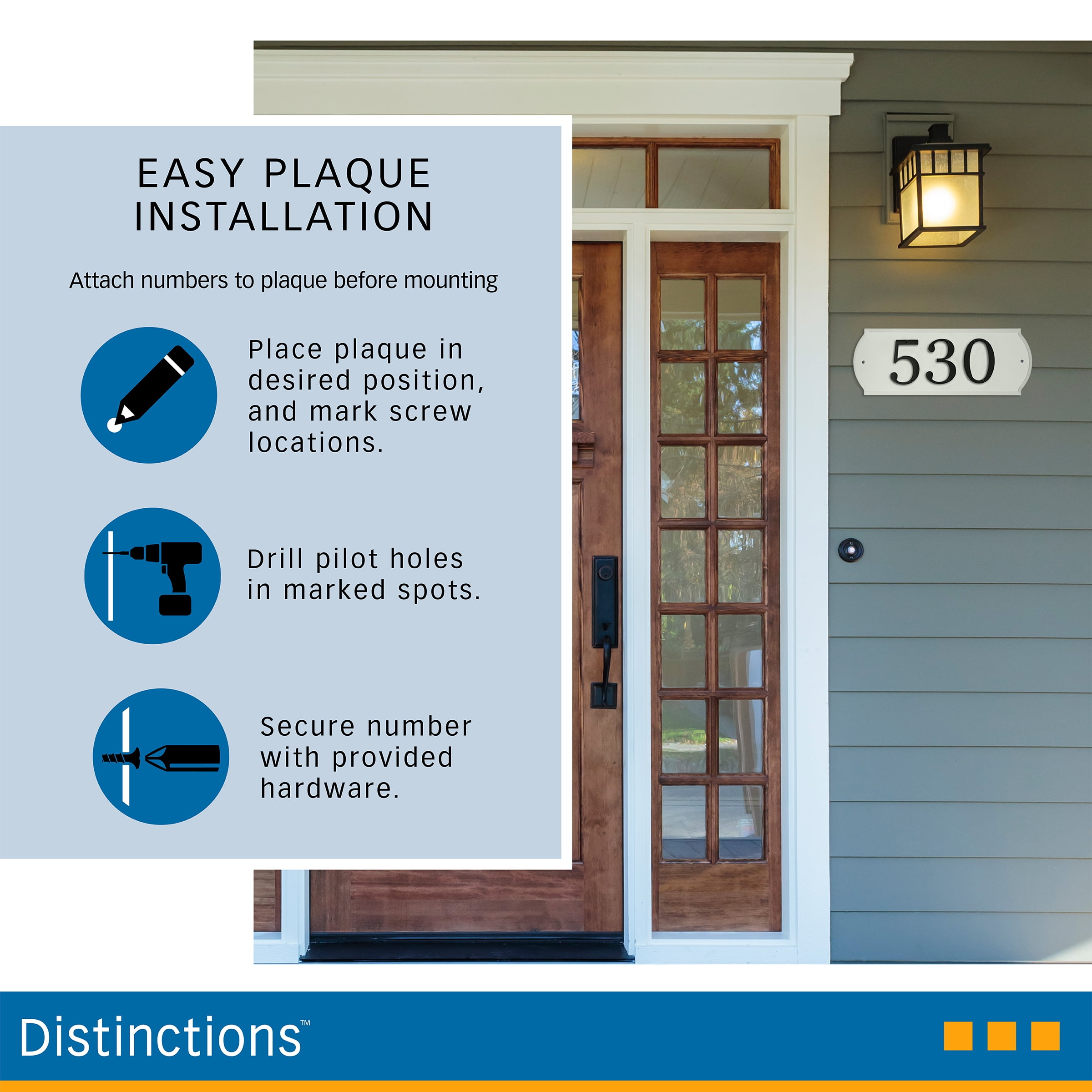 Distinctions Heritage Address, Silver and Black, Plastic and Zinc, 9" x 13", 1 Pack