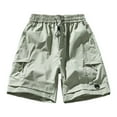 thumbnail image 2 of LADIGASU Men's Solid Color Casual Elastic Waistband Zipper Pocket Workwear Shorts, 2 of 5
