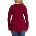 thumbnail image 4 of Plus Size V Neck Long Sleeve Tops for Women Solid Color Casual Pleated T-shirt Spring Autumn Lightweight Blouse,Female Plus Size Slim Fit Pullover Tops,L-5XL, 4 of 5