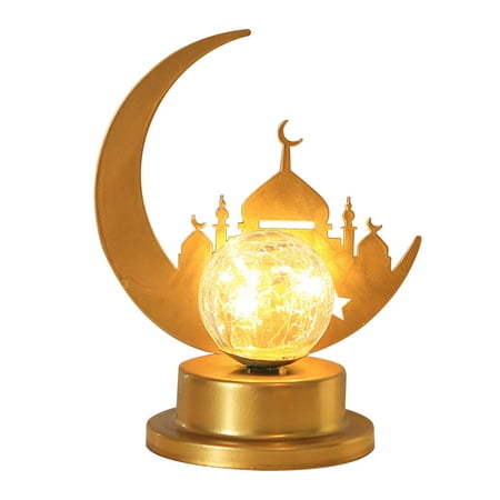 

Ofocase Ramadan Lantern Lights Mubarak EID Crafts Iron Lanterns LED Night Light Table Lanterns Festival Decor-A