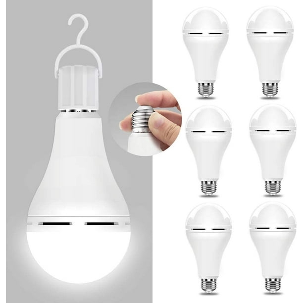 Anyway Go 3000k 6pk Emergency Rechargeable Light Bulb Stay Lights Up When Power Failure 1200mah15w 80w Equivalent Led Bulbs For Home Camping Tent Com Led Light Bulbs For Home Camping Tent, Fluorescent Light Fixture Failure