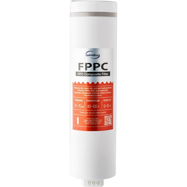 iSpring FPPC Filtro de agua de repuesto para sistema de ósmosis inversa RO800G