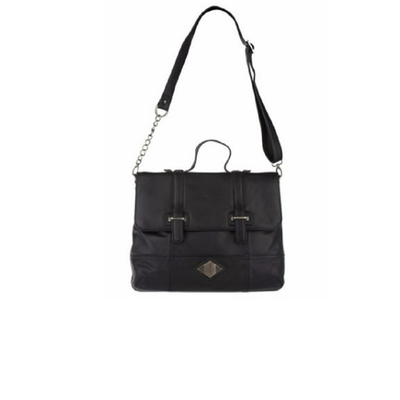 Luxe Rachel Zoe Leather Medium Flap Crossbody Satchel, Black