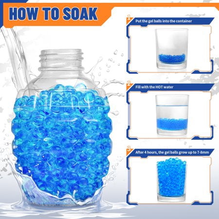 Gel Ball Blaster, Electric Water Bead Blasters, with 10000 Gel Balls & Goggles, for Backyard Fun and Outdoor Activity, Blue