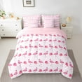 thumbnail image 2 of Erosebridal Kawaii Flamingo Bed in a Bag King Size, Pink Cherry Blossoms Bed Set, Animal Theme Bedroom Decor, Reversible 7pcs, 2 of 4