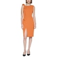 thumbnail image 1 of Calvin Klein Womens Petite Bow Sheath Dress, Orange/2P, 1 of 4