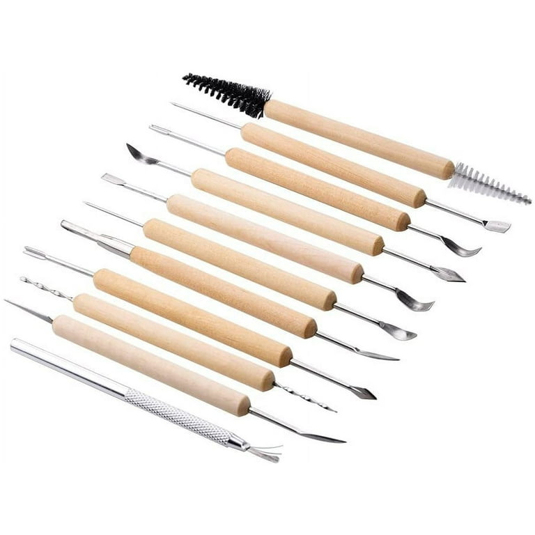 16 Pieces Of Wooden Handle Clay Pottery Carving Tools Polymer Clay Carving  Tool Set Diy Wooden Handl (hs)
