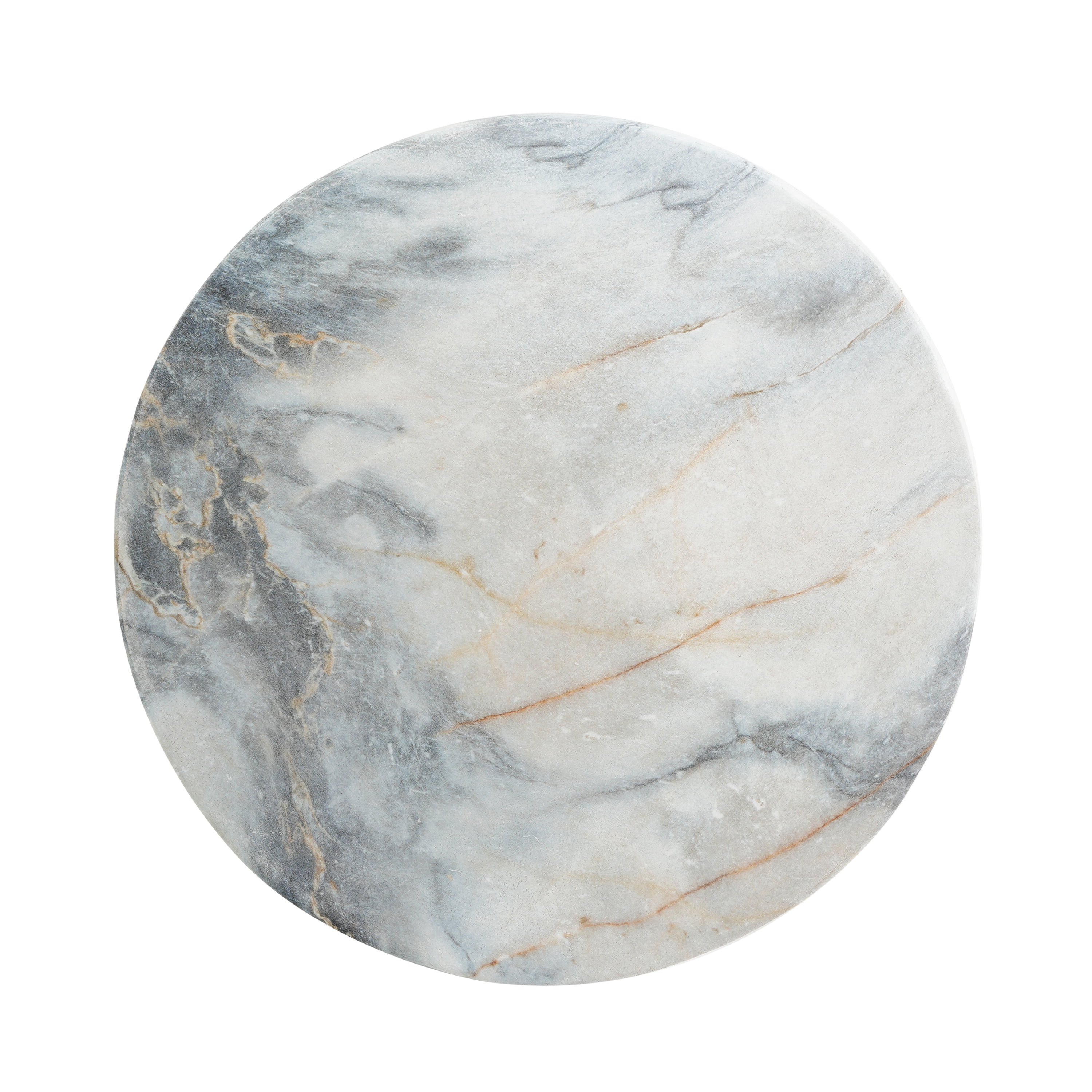 Round MGO Side Table 14.96 Inch, Faux Marble Outdoor Garden Stool and Indoor End Table, No Assembly Required, Blue Marble