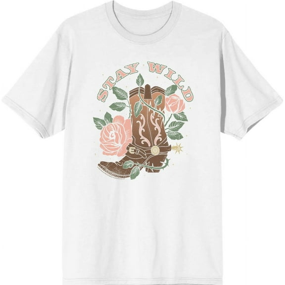 Vintage Country Stay Wild Men's White Crew Neck Short Sleeve Tee-XXL