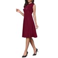 thumbnail image 4 of INSPIRE CHIC Work Dresses for Women's 2025 Mock Neck Sleeveless A Line Midi Dress M Burgundy, 4 of 6