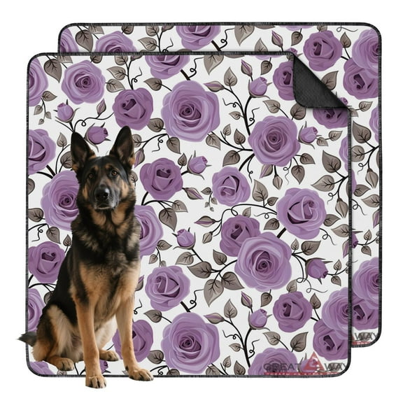 Floral Design Washable Dog Pads 2-Count 48x48 Inch Reusable House Training Mats, Highly Absorbent Puppy Potty Pad for Large Indoor Areas