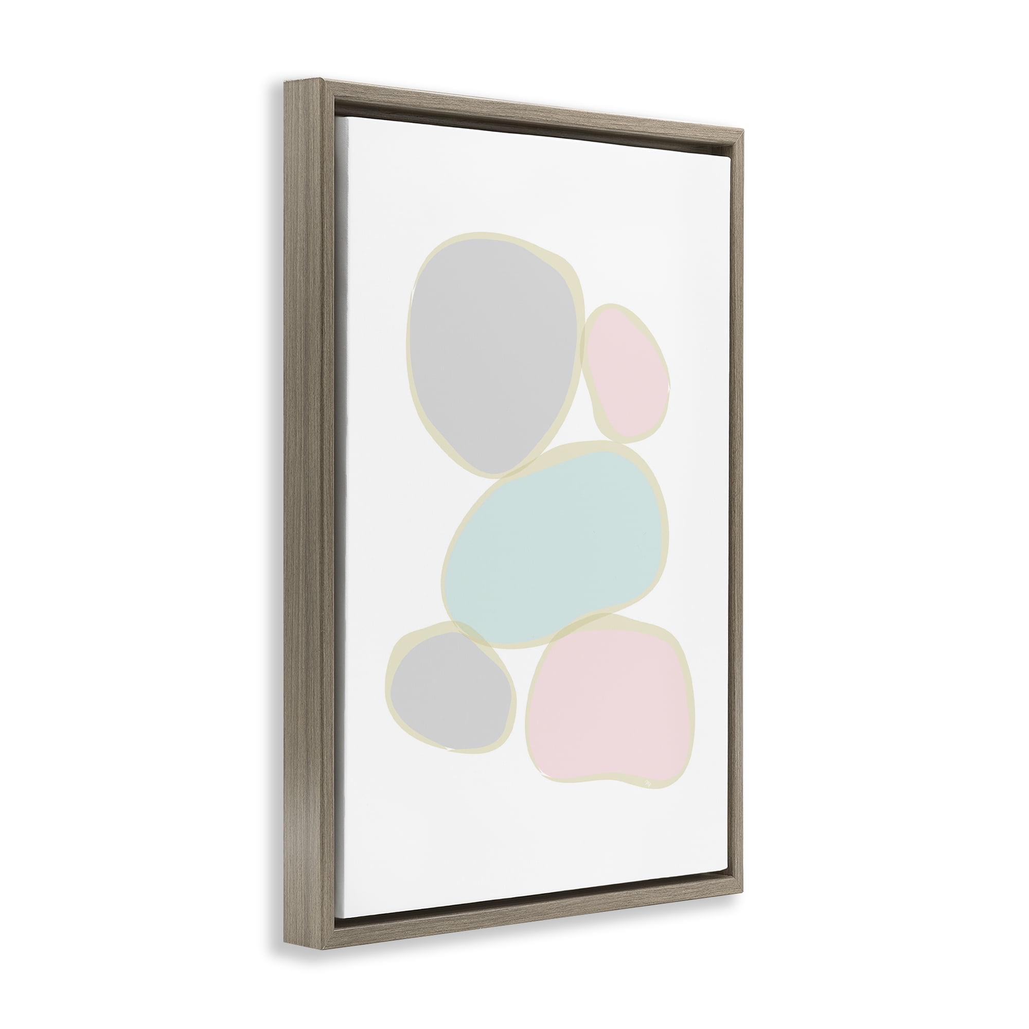 Stupell Industries Minimal Pastel Pebbles Abstract Painting Brown Floater Framed Canvas Art Print Wall Art, 17 x 25