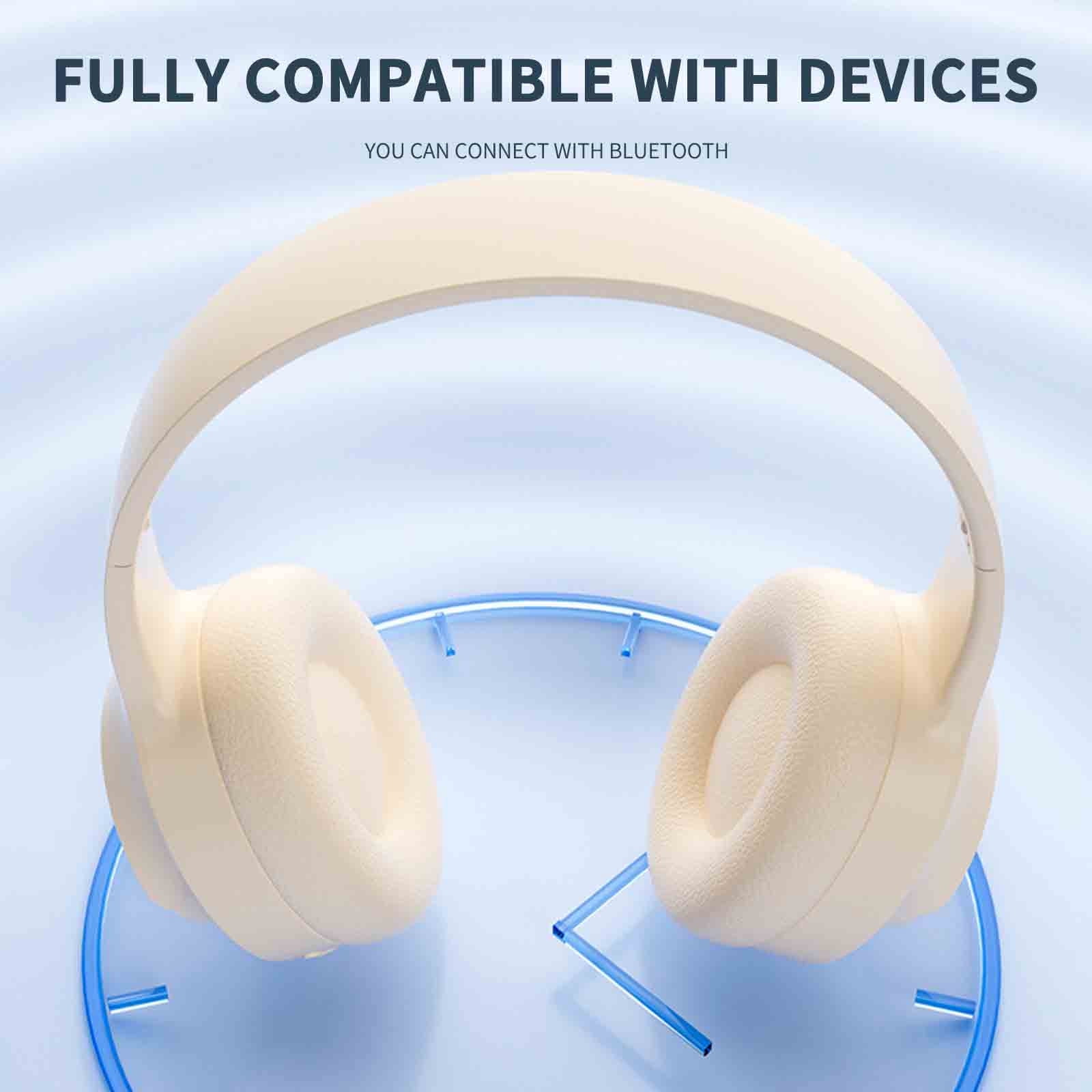 Bluetooth Headphones Over Ear, 65H Playtime and 6 EQ Music Modes Wireless Headphones with Microphone, HiFi Stereo Foldable Lightweight Headset, Deep Bass for Home Office Cellphone PC Ect.,Pink