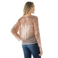 thumbnail image 6 of PrettyGuide Women's Sequin Blouse See Through Party Tops Beaded Sparkly Shirts Rose Gold, Medium, 6 of 6