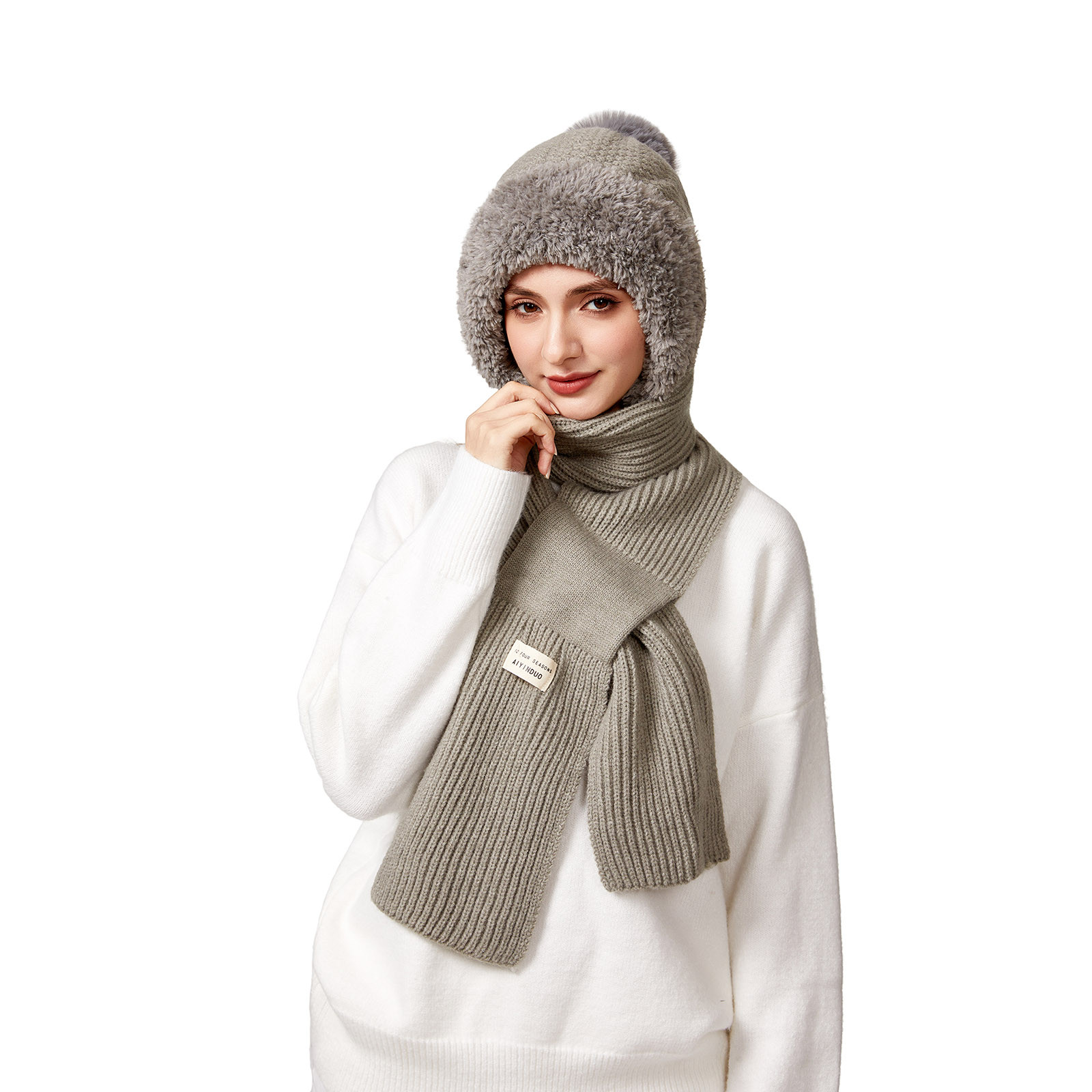 Winter Balaclava Hat 3 In 1 Knit Hat With Face Mask And Neck Gaiter, Windproof Thermal Warm Ski Mask Full Coverage Design, for Winter Skiing Snowboarding Cycling Outdoor Work