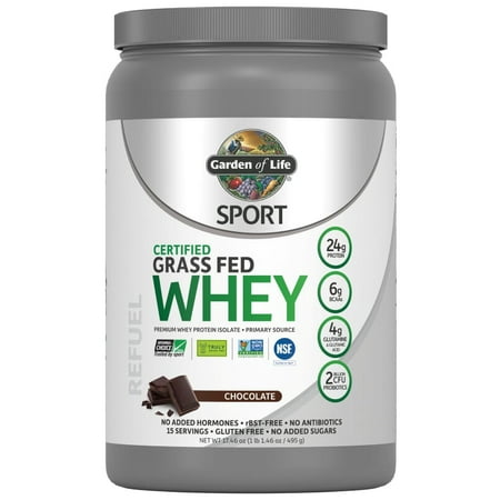 Garden of Life SPORT Certified Grass Fed Whey Protein Chocolate 17.46oz (495g) (Best Grass Fed Whey Protein Powder)