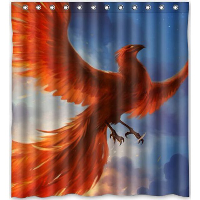 Cortina de ducha ABPHQTO motivo de ave Fénix Impermeable 160x180 cm