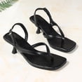 thumbnail image 6 of Wovix Women Trendy Sandals Thong High Heel Shoes Simple Open Square Toes Party Shoes Indoor Outdoor Shoes Black 36, 6 of 9