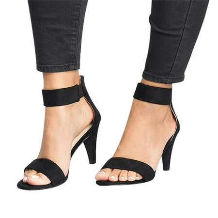 Women's Mid Low Block Heels Peeptoe Sandals Ankle With Buckle Strap Office  Work Smart Ladies' Summer Shoes | Walmart Canada