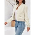 thumbnail image 3 of Plus Size Bomber Jacket for Women – Lightweight Solid Color Casual Outerwear with Faux Pocket Detail, 3 of 7