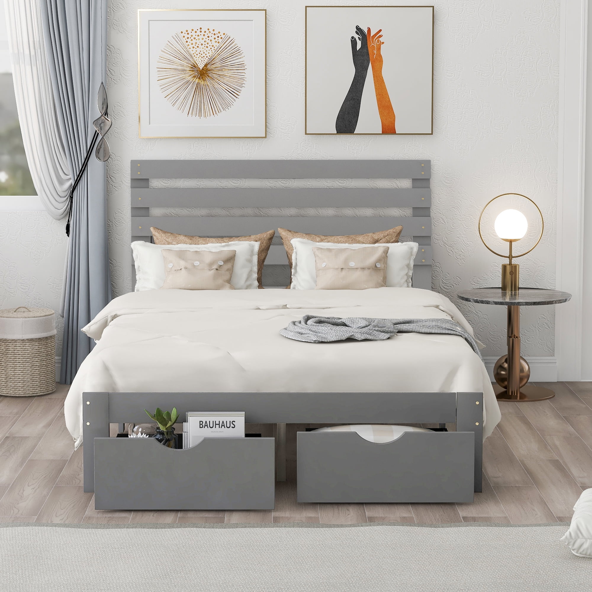 Wooden Gray Bed Frame atelieryuwa.ciao.jp