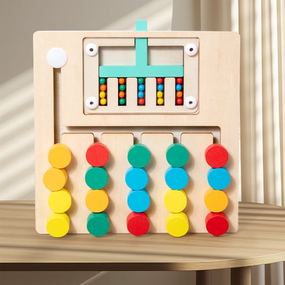 syligr Wooden 5-Channel Ball Maze Puzzle for Toddlers 3-6 Years Old, Colorful Bead Walking Board Game, Fine Motor Skill Activity for Boys Girls Kids, Xmas Birthday Gift for Preschool Learning