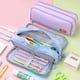thumbnail image 3 of Estuche grande para lápices con 3 compartimentos, bolsa para lápices de gran capacidad, bolsa para guardar artículos de papelería, 3 of 5
