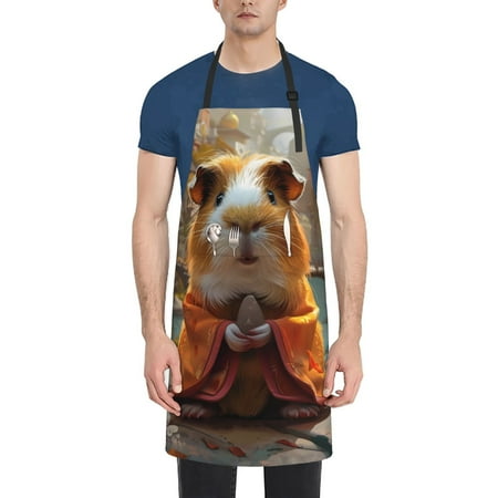 

Rateoe Valley Meditating Guinea Pig Aprons with Pocket Men Womens Aprons Waterproof Adjustable Cooking Aprons for Kitchen Gardening and Salon