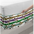 thumbnail image 2 of Dog Lover Bed Skirt, Cartoon Style Dachshunds Dressed in Pyjamas Chevron Lines Polka Dots and Hearts, Elastic Bedskirt Dust Ruffle Wrap Around for Bedding Decor, 4 Sizes, Multicolor, by Ambesonne, 2 of 2