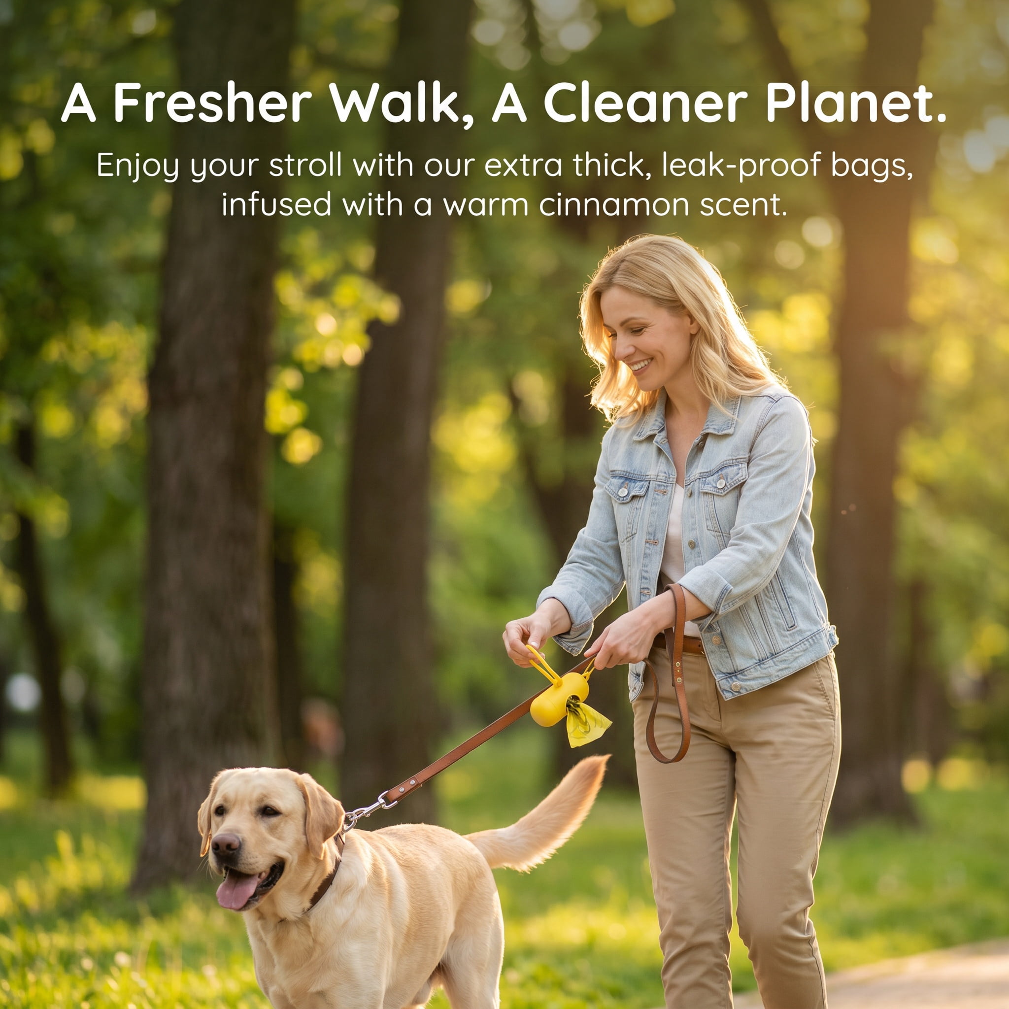 Extra Thick Biodegradable Dog Poop Bags with Fresh Cinnamon Scent, 9" x 13" Heavy Duty Leak-Proof Pet Waste Bags, 15 Bags per Roll, Eco-Friendly Outdoor Walking Essentials