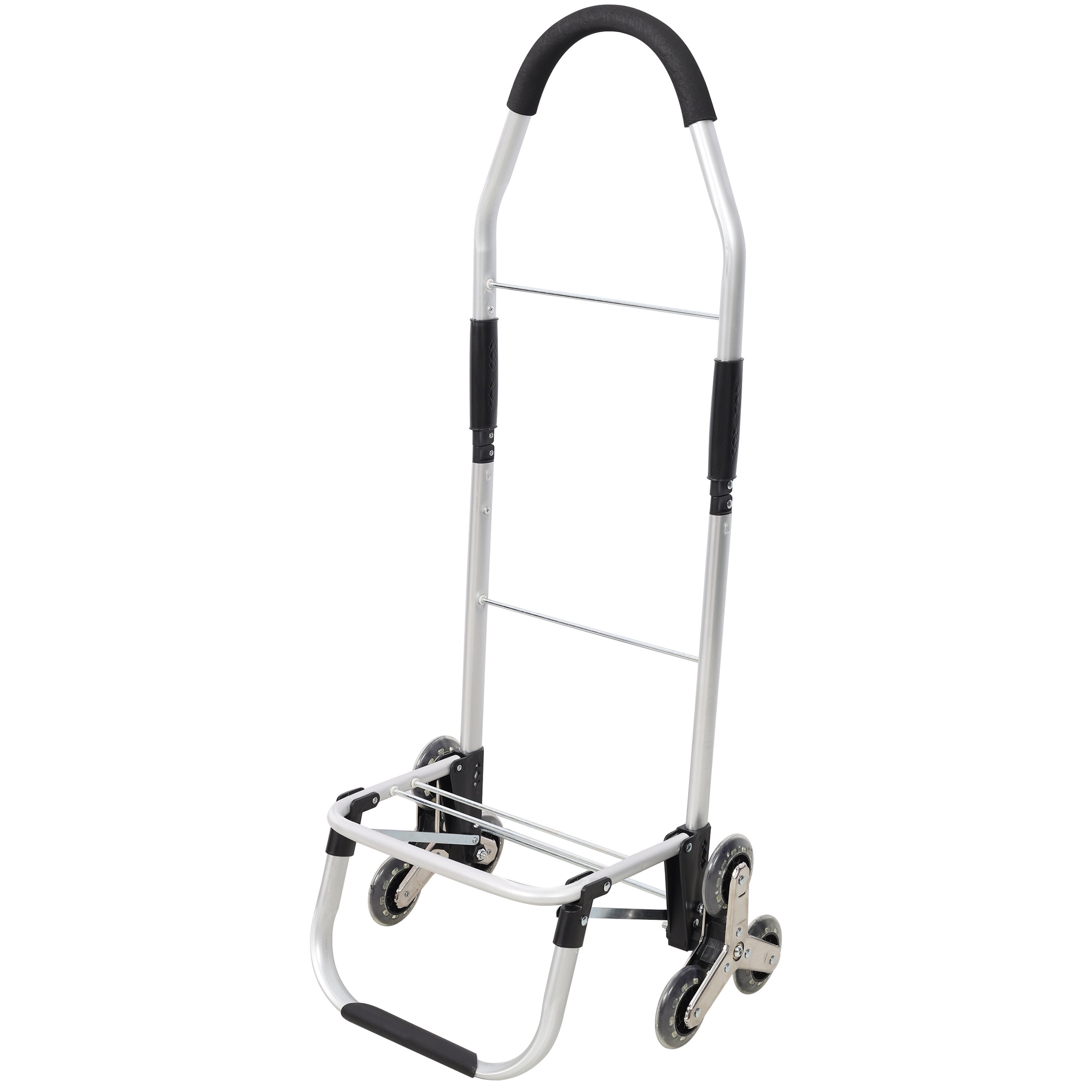 , Shopping Stair Trolley with Wheels,Trolley Black Foldable Shopping Cart,Removable Shopping OxWaterproof Bag,Stainless Steel Triangular Wheels, Black, Black ,Aluminium ,