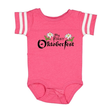 

Inktastic My First Oktoberfest with Edelweiss Flowers Gift Baby Boy or Baby Girl Bodysuit