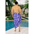 thumbnail image 3 of LA LEELA Men's Swimwear Beach Summer Pareo Long Sarong Wrap One Size Azure, Floral Vacation Holiday Party, 3 of 4