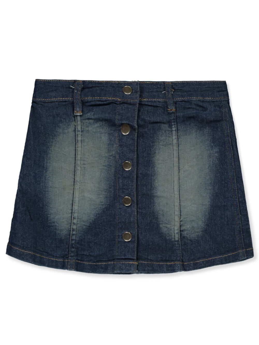 Ladies Button Through Denim Short Skirt Blue Pockets Stretch Cotton 