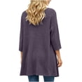 thumbnail image 6 of Lenpel Womens Fall Cardigans Ribbed Knit 3/4 Sleeve Open Front Casual Lightweight Outerwear Flowy Comfy Soft Solid Color Coats(Purple,Small), 6 of 6