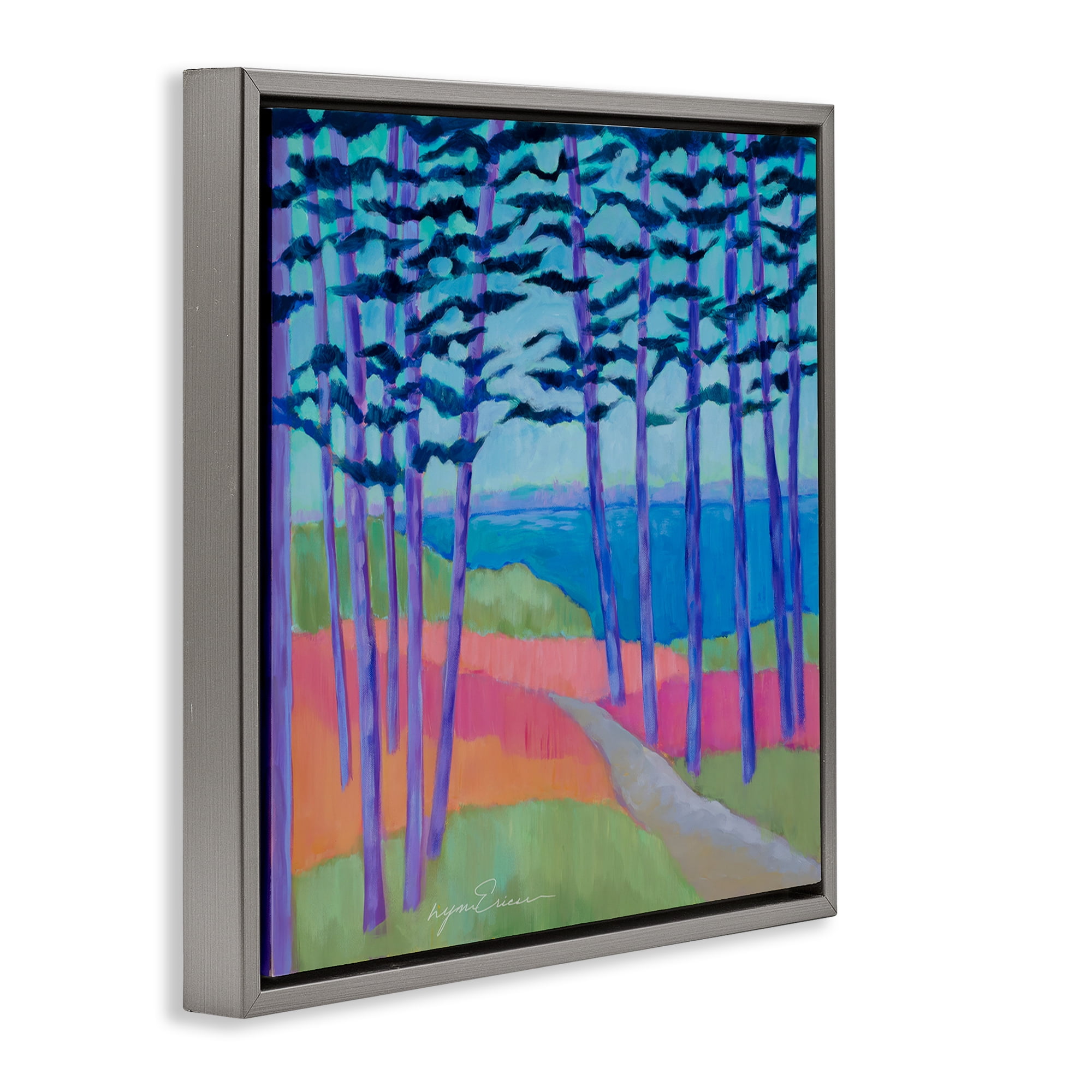 Stupell Industries Razzle Dazzle Forest Scene Gray Framed Floater Canvas Wall Art, design by Lynn Ericson Fine Art