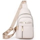 thumbnail image 1 of Bolso de pecho bohemio para mujer bandolera de piel sintética con correa de estilo étnico color blanco, 1 of 7