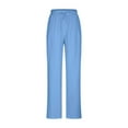 thumbnail image 4 of SUOKOM Womens Slacks Women's Relaxed Fit Straight Leg Pants Solid Cotton Linen Drawstring Elastic Waist Long Wide Leg Pants Work Cargo Casual Pants Wide Leg Pants Relaxed Fit Trousers, 4 of 6