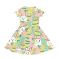 thumbnail image 3 of Uourmeti Easter Dress for Girls 10-12Y Casual Bunny Print Short Sleeve Swing Dresses Colorful Egg Crew Neck Midi Holiday Party Dress with Pockets, 3 of 6